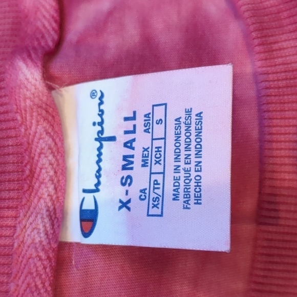 Champion Oversized Pink Tie Dye Short Sleeve Cropped Tee size XS - Picture 3 of 6
